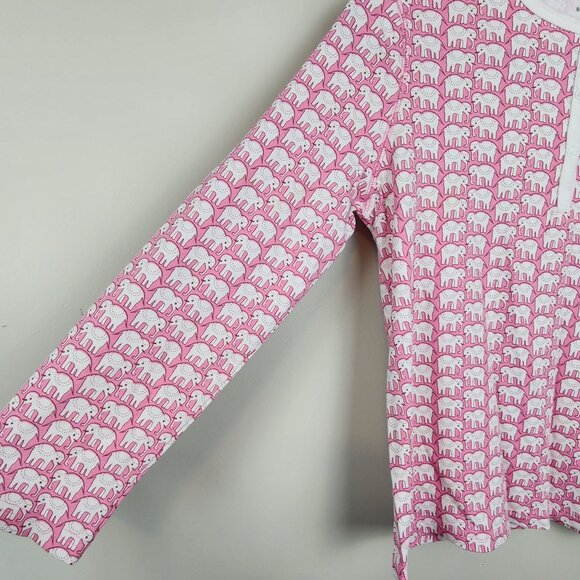 Roller Rabbit pajama top XS Pink Elephant print long sleeve - Picture 4 of 9